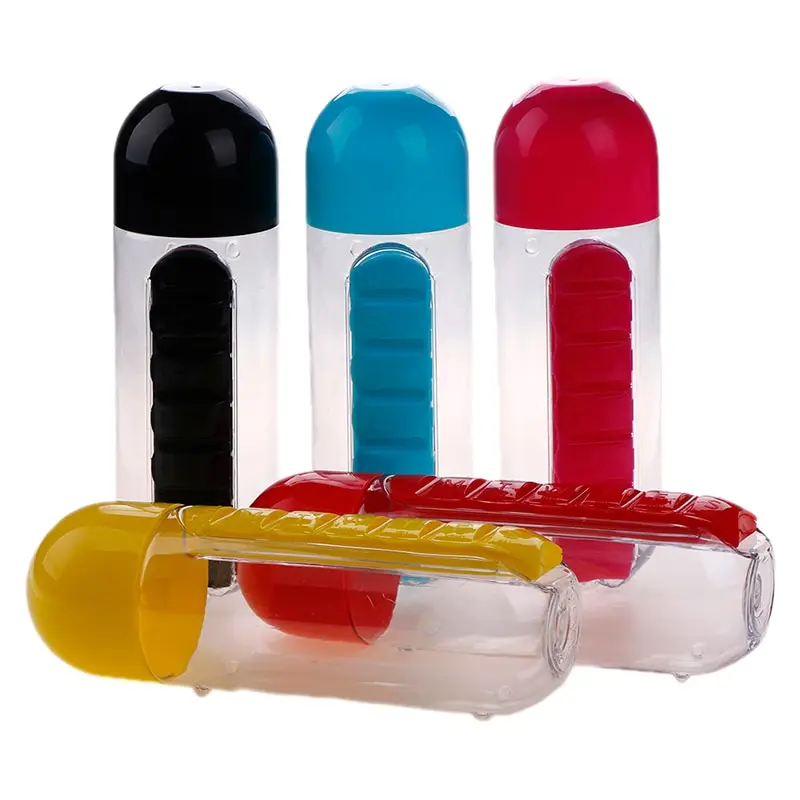 2 в 1 Спортивная бутылка для воды с 7 сетками Повседневная коробка таблеток