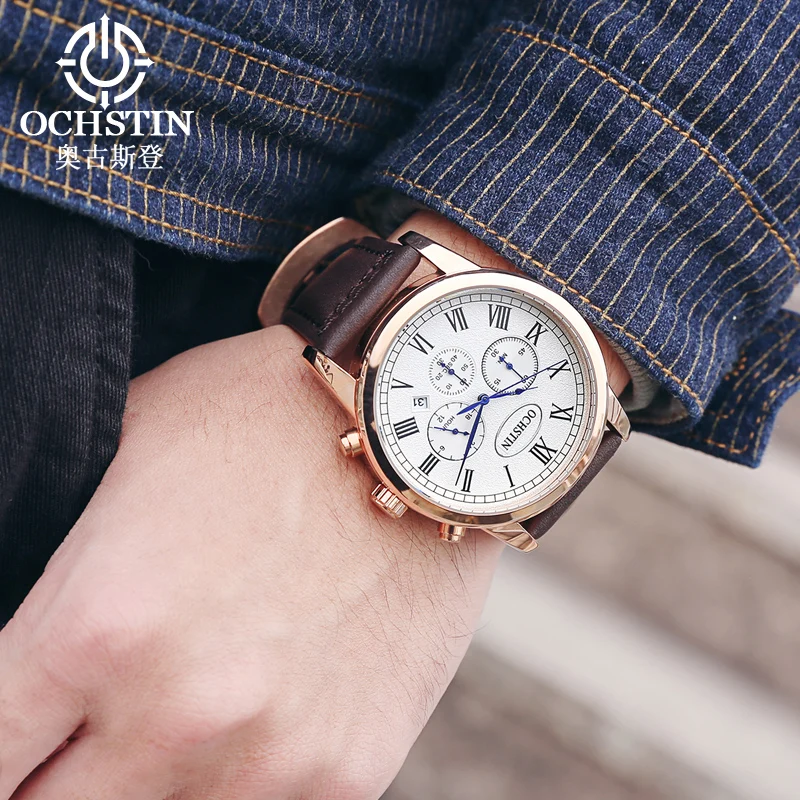 2017 OCHSTIN брендовые водонепроницаемые аналоговые кварцевые часы мужские модные