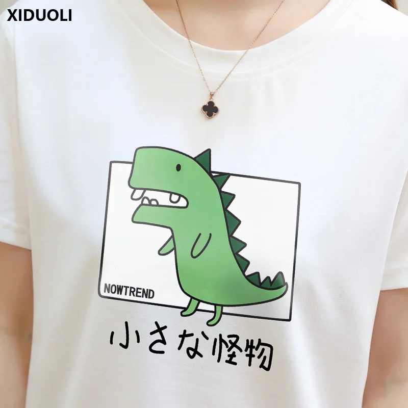 Женская футболка с принтом в Корейском стиле свободные топы короткими рукавами