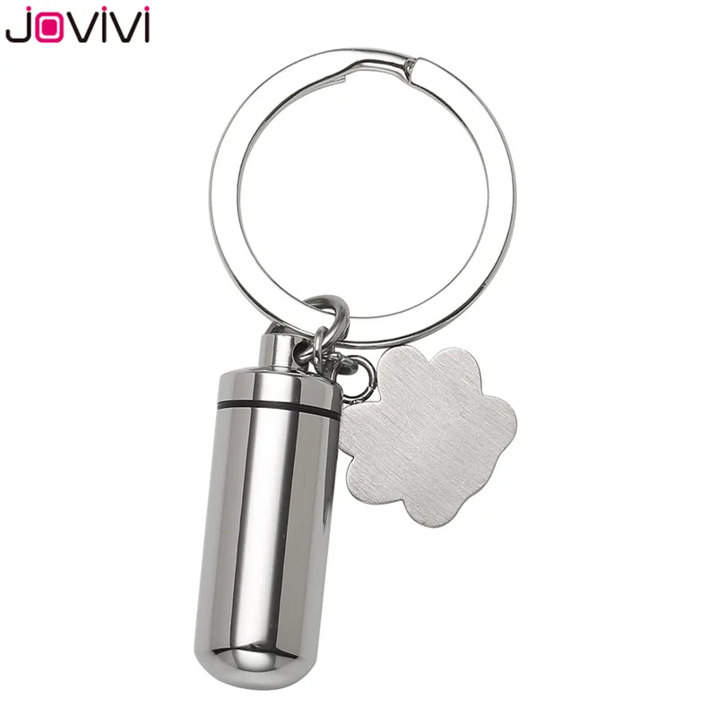 JOVIVI нержавеющая сталь цилиндр бутылка собака Лапа тег урна брелок памятный сувенир, пепел памятный кулон кремации ювелирные изделия День отца