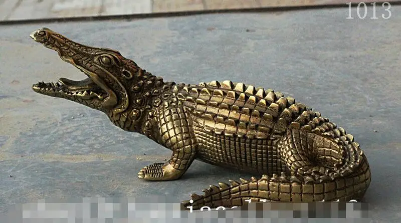 Китай латунь дикий злой крокодиловый крокодил Кайман Искусство украшение статуя