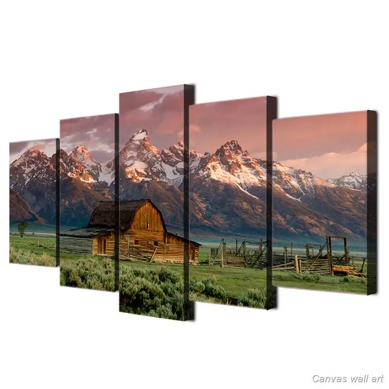 Hd печать 5 шт. пейзаж холст картина сарай Рокки горы картины Бесплатная доставка
