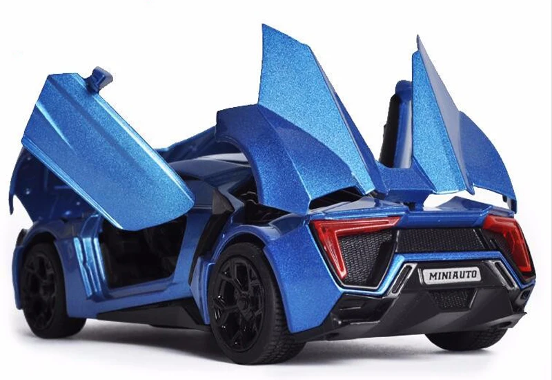 Модель автомобиля из сплава под давлением в масштабе 1/32 игрушки синяя Lykan Hypersport