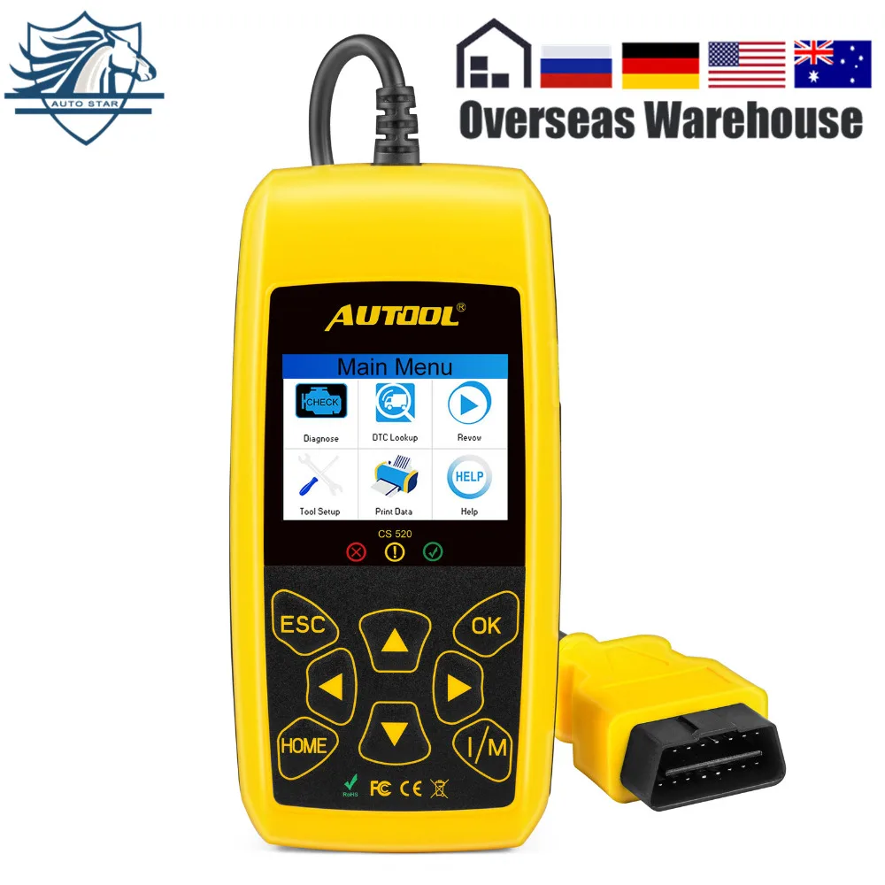 AUTOOL CS520 OBD2 EOBD (система бортовой диагностики CAN BUS считыватель кода данных в режиме