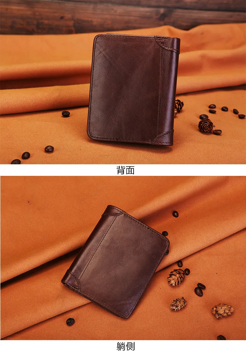 Винтажный дизайн натуральная Carteiras Masculinas воловья кожа мужской короткий кошелек визитница мужской кошелек для монет Кошельки
