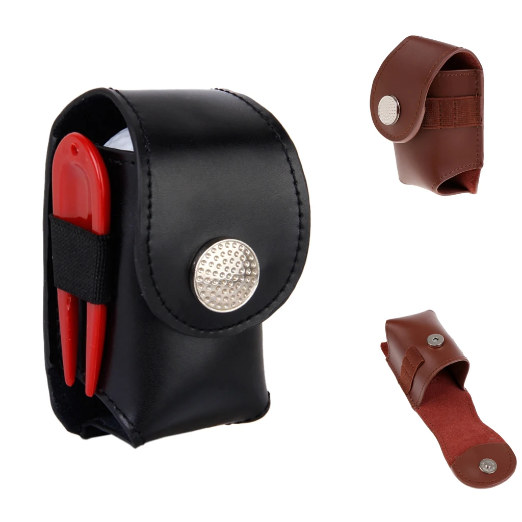 MagiDeal Mini Portable Leather Clip On Golf Ball Holder Pouch Tees Storage Bag | Спорт и развлечения