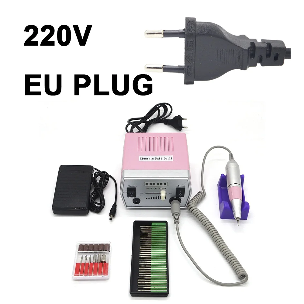 Pink EU plug 30 Золотой электрический сверлильный станок для дизайна ногтей, Профессиональный аппарат для маникюра, оборудование для дизайна ногтей, оборудование для педикюра и маникюра - Цвет: Pink EU plug 30