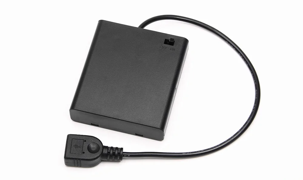 4 шт. AA батарейный отсек крышка с выключателем и USB мама для USB 5 В светодиодный шнур и Светодиодная лента портативный источник питания