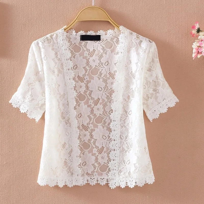 2018 весна лето женская мода короткий рукав блузка с вырезом кардиган солнце