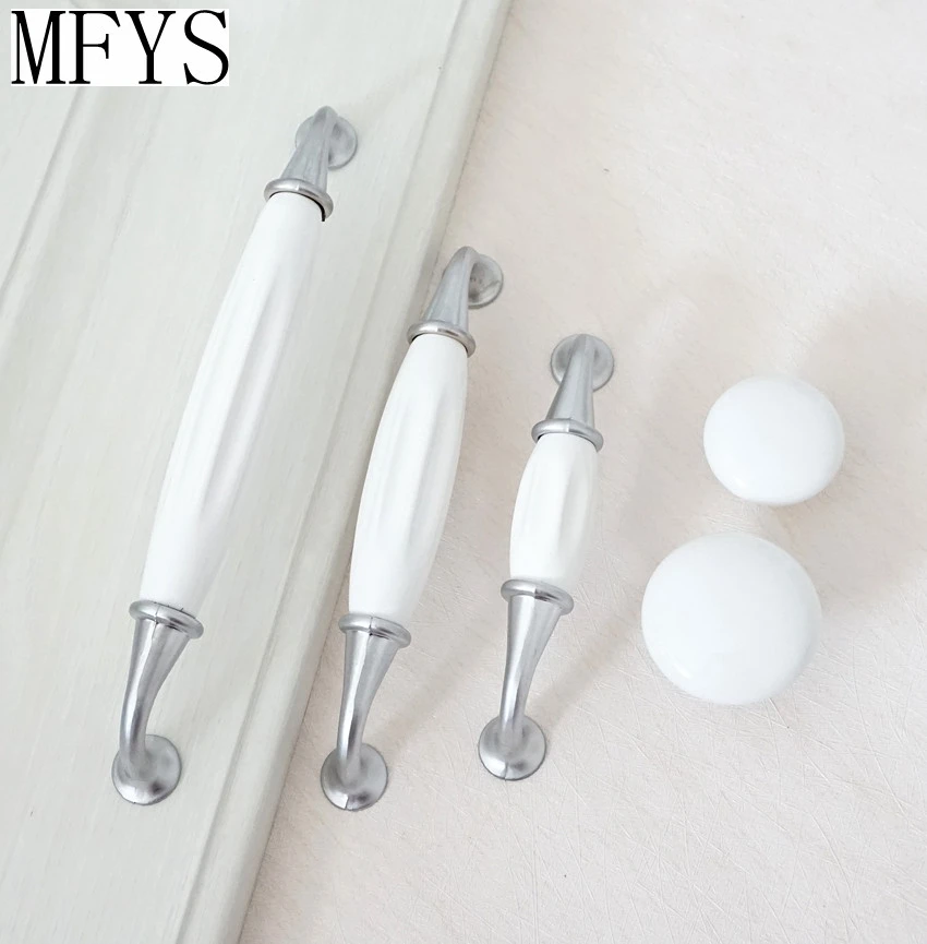 Серебристо белый туалетный столик рукоятки Ручки ящиков Керамика Кухня ручка