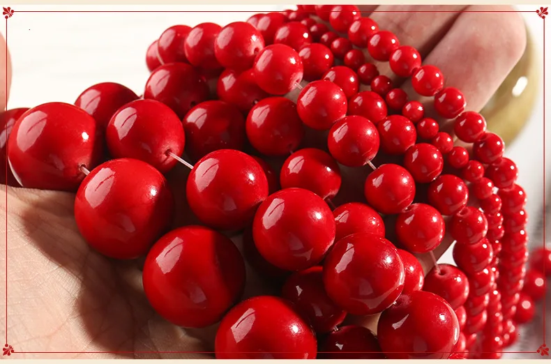 Очаровательные Круглые бусины из красного кораллового искусственного круга 1