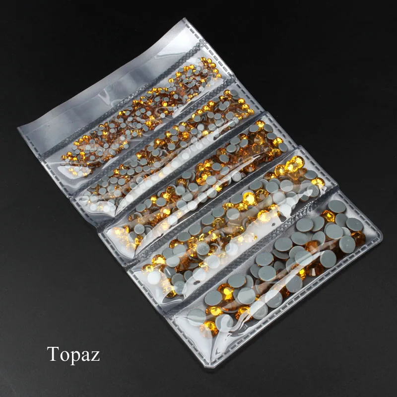 Topaz Высокое качество AAA Горячая фиксация Стразы SS6-SS30 с плоской задней частью хрустальные камни смешанный размер Упаковка 1000 шт для одежды - Цвет: Topaz