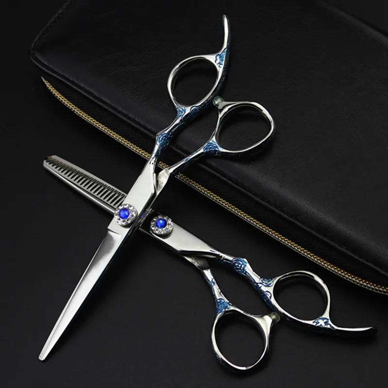 Профессиональные японские 6-дюймовые ножницы с логотипом под заказ Голубой