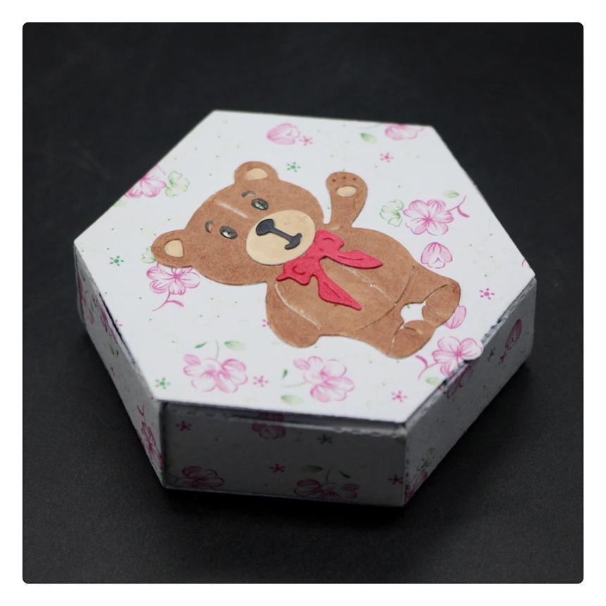 1725 Медвежонок конфеты коробка скрапбукинга металла резки штампы для трафареты