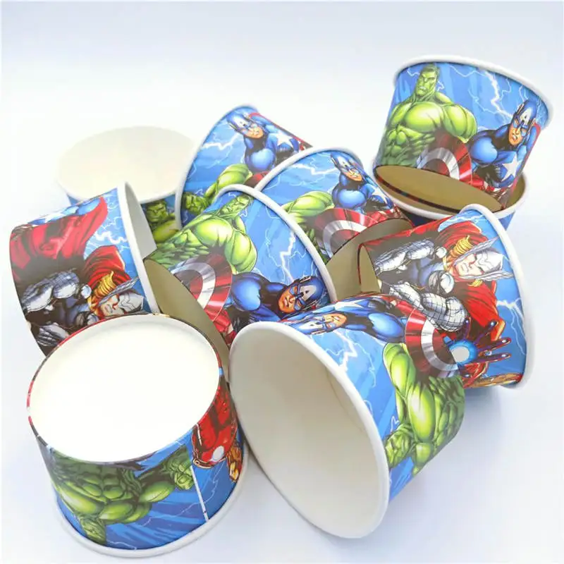 Ice cream bowl 10pcs Мстители украшения, товары для вечеринки на день рождения для детей одноразовая скатерть чашки супергероя для вечеринки свадебные сувениры, комплект одежды для мальчиков - Цвет: Ice cream bowl 10pcs