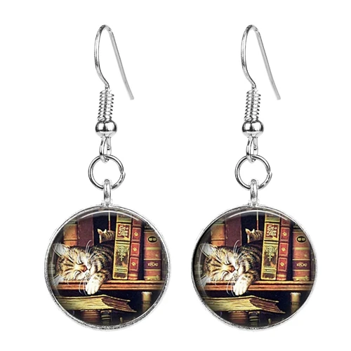 Style 3 SONGDA Library Books забавные серьги винтажные книжные полки креативный принт стеклянные кабошон длинные серьги для Wmen Girl Books Nerd Brincos - Окраска металла: Style 3