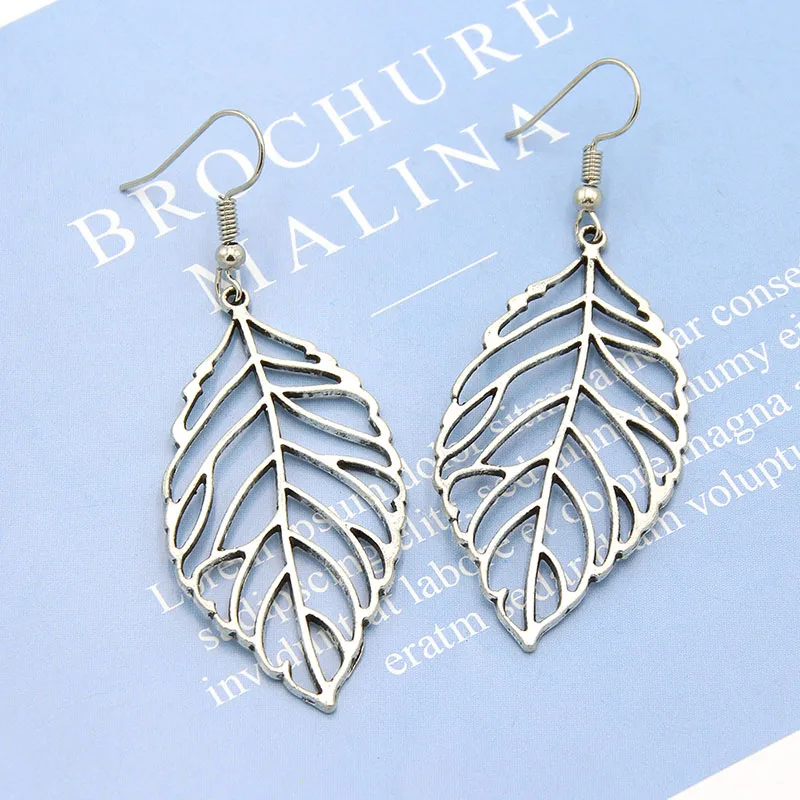Earrings for Woman New Boho Vintage Tibetan Silver Retro leaf Long Hanging Statement Jewelry Women earrings | Украшения и