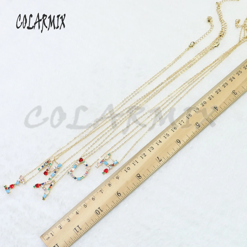 6 шт. Радужное циркониевое ожерелье с подвеской в виде букв женский подарок 5242 |