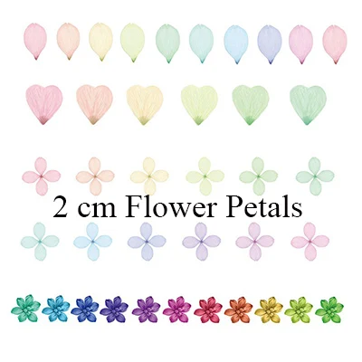 2cm Petal mix design 100 шт. Блестящий слой в виде листьев из тюля, ручная работа, шпилька, ожерелье, серьги, имитация марлевых лепестков цветов, ювелирные изделия, аксессуары для волос своими руками - Цвет: 2cm Petal mix design
