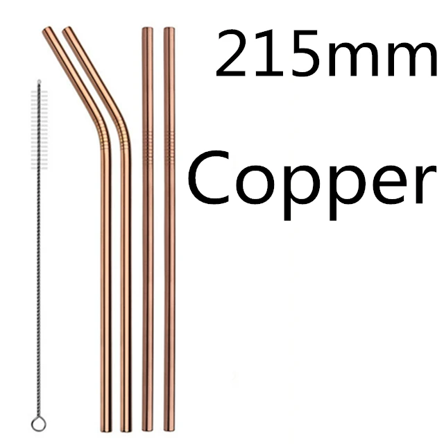 Copper 215 4 шт./компл. Многоразовые соломинкой Высокое качество 304 Нержавеющая сталь металлическая соломинка с чистящая щетка для кружек панели инструментов - Цвет: Copper 215