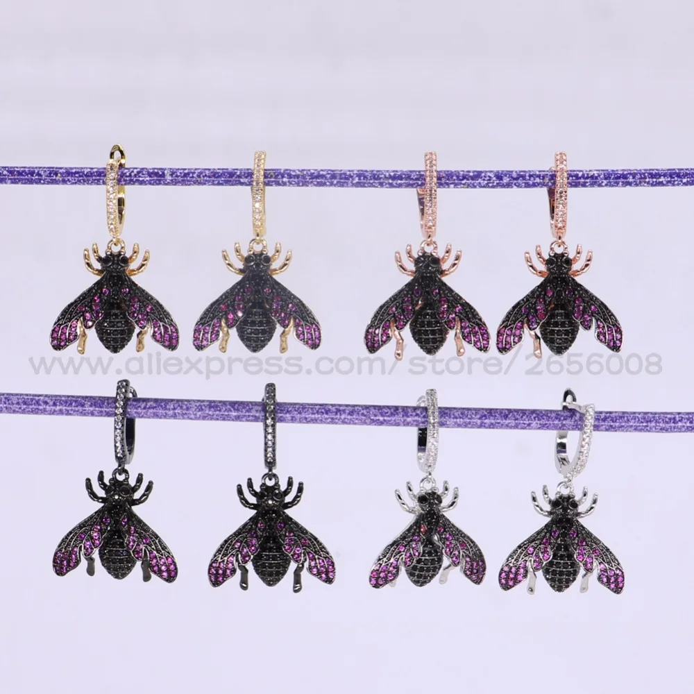 5 пар модные серьги с микро инкрустацией CZ высококачественные в виде жуков