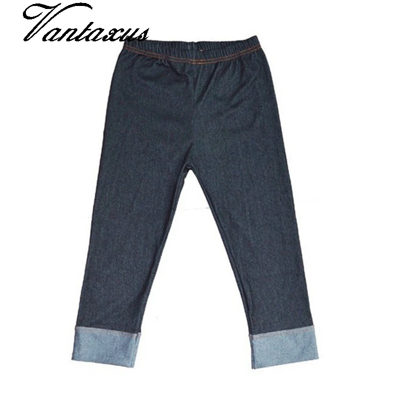 Женские Модные узкие короткие Имитационные джинсы капри длиной до колена