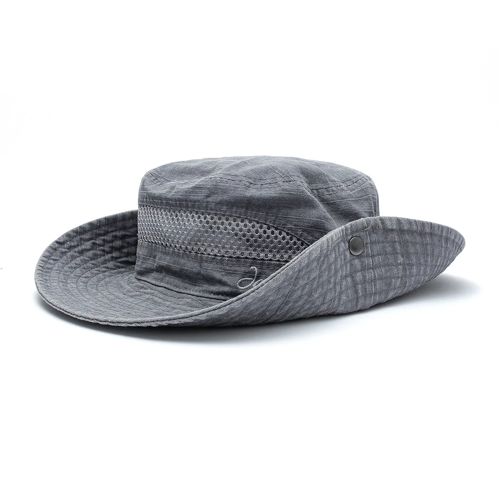 dark grey TOHUIYAN складная шляпа-ведро для мужчин весна лето Sombrero Gorro, Солнцезащитная шляпа с защелками, Мужская кепка, уличная Кепка с широкими полями, шапки для рыбалки, кепка s - Цвет: dark grey
