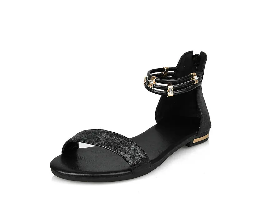 VINLLE/2020 Женские босоножки Женская обувь из натуральной кожи на молнии с