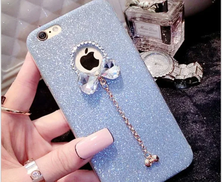 butterfly flashing powder TPU shell for Iphone 8plus case ultra-thin hollowed pendant iphone xs max 8 7 6 6S luxury |