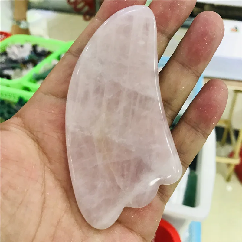 

NATURAL rose QUARTZ CRYSTAL MASSAGE WAND Scrapping POWERFUL HEALING