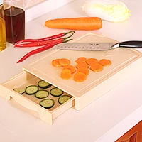 

The drawer type storage block cutting board with double slice grater chopping board 31.5*22.5*4cm