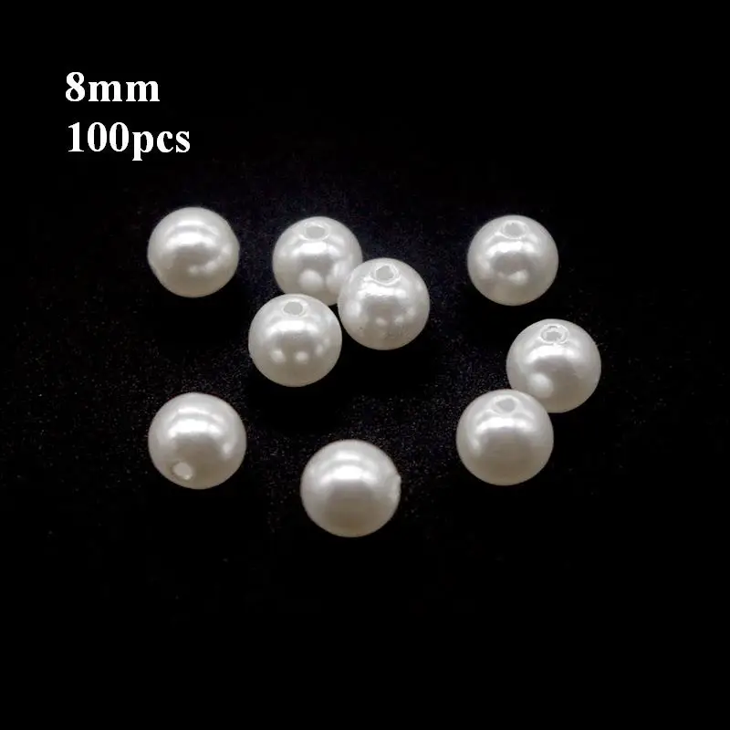 8mm single hole Блестящий 100 шт./лот белый снежный цветок Форма скрапбук искусственный жемчуг бусины швейные пуговицы DIY Материал фурнитура BV104 - Цвет: 8mm single hole