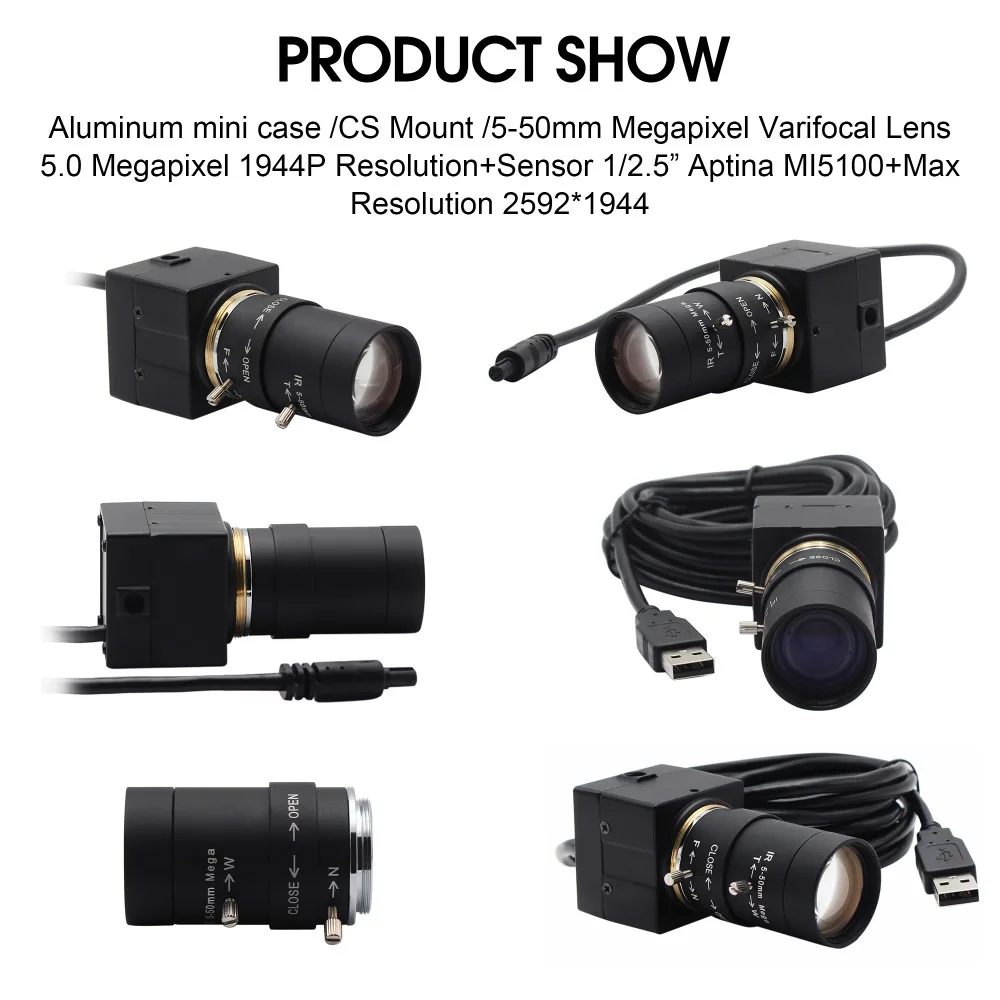 5 МП мини USB камера 50 мм Ручная варифокальная линза Aptina MI5100 CCTV микро HD