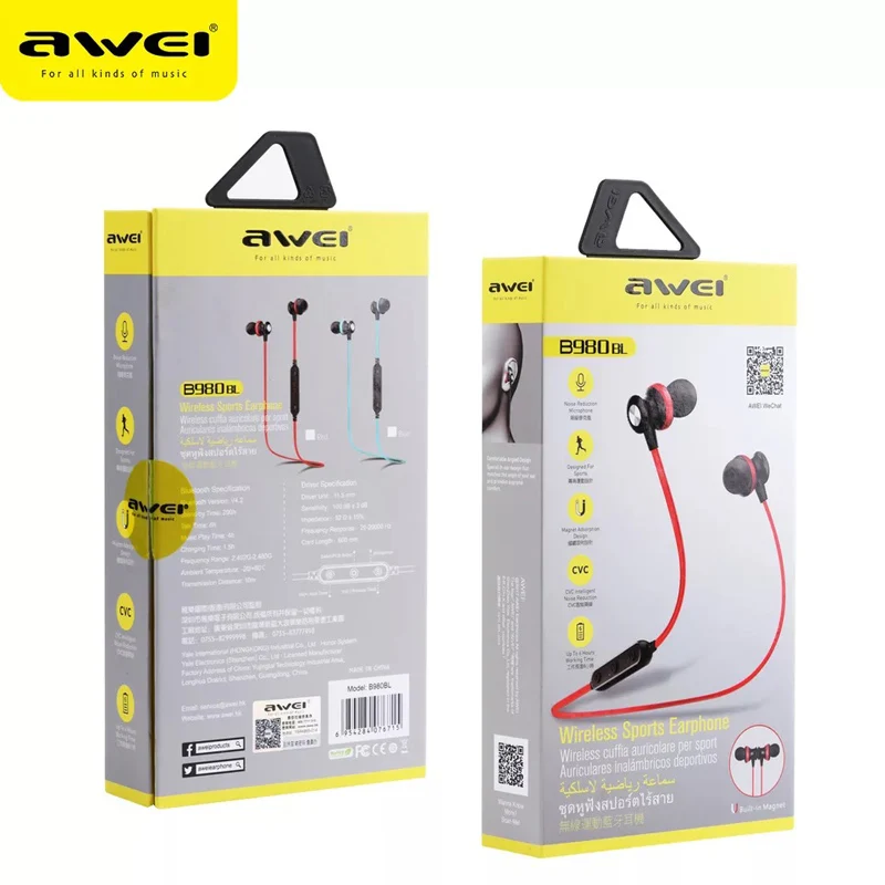 Awei B980BL Bluetooth наушники беспроводные гарнитура с микрофоном Шумоподавление для