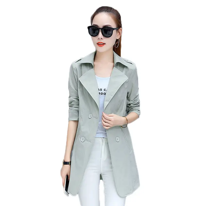 Облегающий длинный модный тонкий Женский блейзер Тренч весна 2019 Женская рабочая