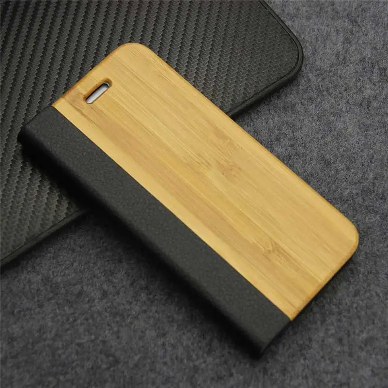 YFWOOD Ретро Натуральной Древесины Бамбука Чехол Для iPhone 7 8 ИСКУССТВЕННАЯ Кожа Флип Слот для Карты Задняя Крышка Для Apple iPhone7 - Цвет: Bamboo