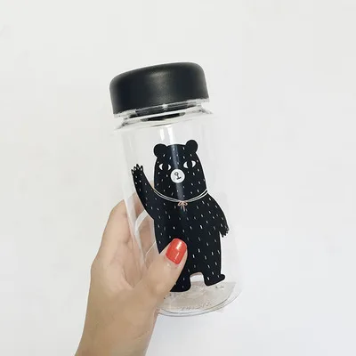 350ml 2 Мультфильм герметичная Бутылки для воды Небьющийся Спорт на открытом воздухе Пластик прозрачная баночка-Кофе вместительная бутылка для воды посуда для питомцев DF - Цвет: 350ml 2