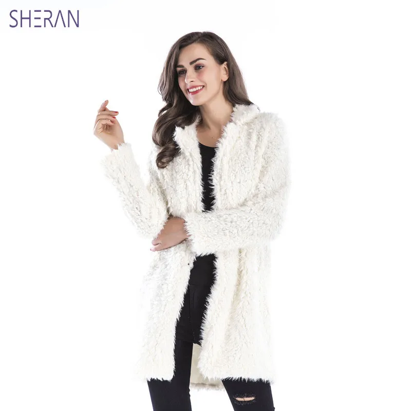 

SHERAN Women Clothes 2018 Winter Autumn Faux Fur Jackets Long Outerwear Warm Women Coat Abrigo Mujer Hairy Coat Female Jackets