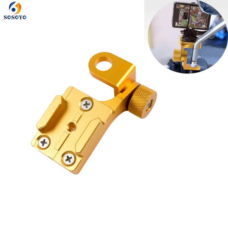 

Metal Motorcycle Rearview Mirror Handlebar Mount Clamp Bracket Holder 360 Rotating Base Adapter for Gopro Hero 6 5 4 3 Camera
