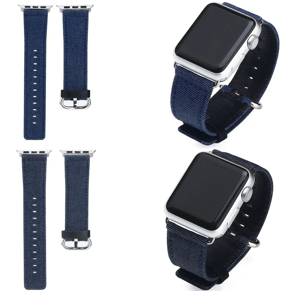 Ремешок для часов Apple Watch Band 42 мм 38 высококлассный роскошный джинсовый браслет из