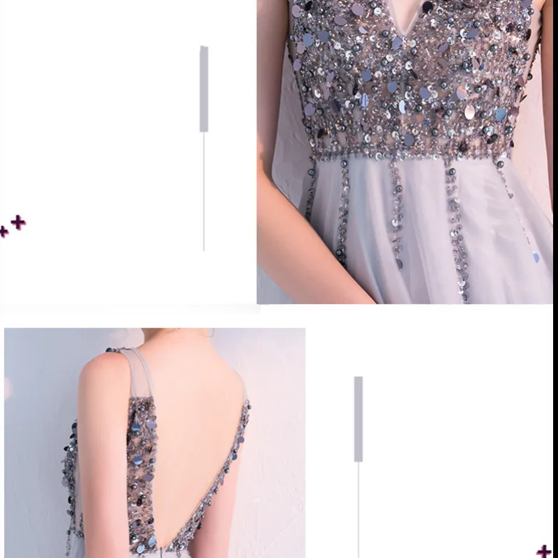 

Elegent Evening Dress 2020 Beading Vestido De Festa Formal Dress Sexy V-neck Evening Gown Prom Dresses Robe De Soiree