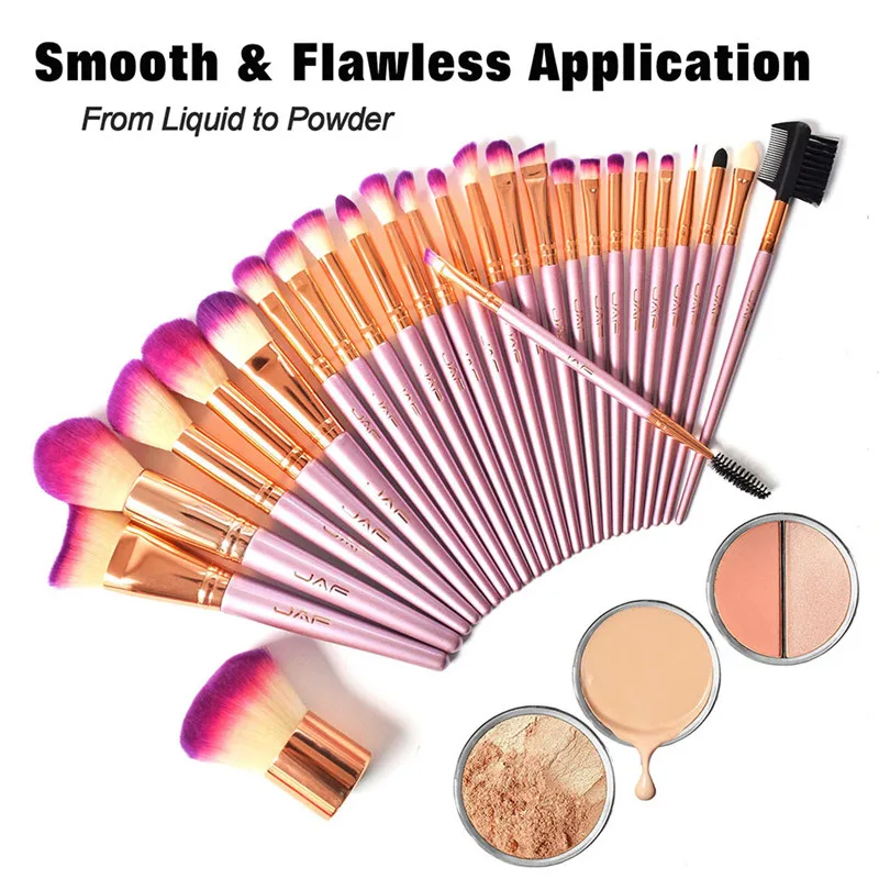 only brushes Бренд JAF, 26 шт., Профессиональный набор кистей для макияжа, супер мягкий из синтетического волоса, пудра, тени для век, румяна, тональный крем, консилер, набор кистей - Handle Color: only brushes