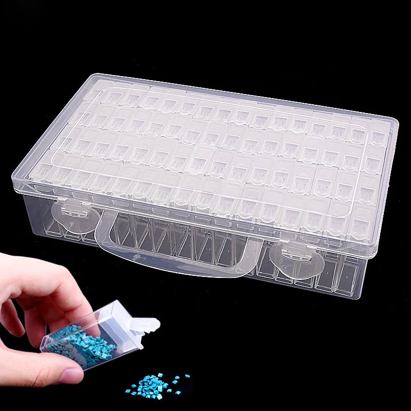 

NEW BOX Diamond Embroidery Diamond Painting Tool 64 Lattice Transparent Plastic Storage Box 64/20 Grid Jewelry Drill Storage Box