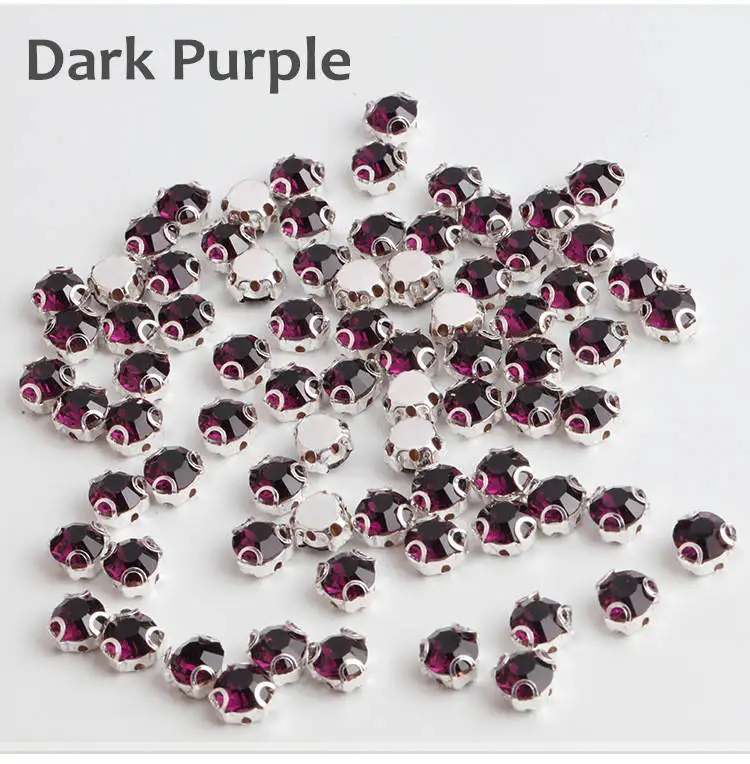 Dark Purple 3D Красочные 4 мм ss16 AAA стекло серебряная основа Стразы прозрачный кристалл AB коготь Стразы DIY шитье на свадебное платье аксессуары - Цвет: Dark Purple