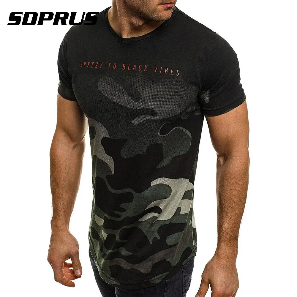 Мужская камуфляжная футболка с круглым вырезом коротким рукавом и камуфляжным