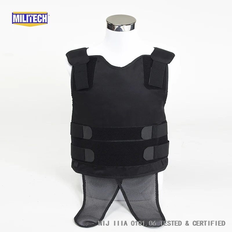 Militech черный NIJ IIIA 3A и уровень 1 ножевая маскирующая двустворчатая арамидная пуленепробиваемая жилетка скрытый пуленепробиваемый жилет