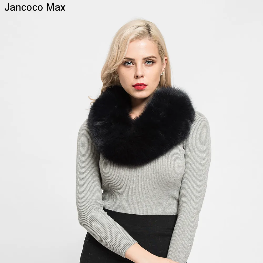 Jancoco Max, новинка, настоящий Лисий мех, шарфы, зимние, толстые, теплые, высокое качество, шаль, натуральный мех, глушитель, S7120