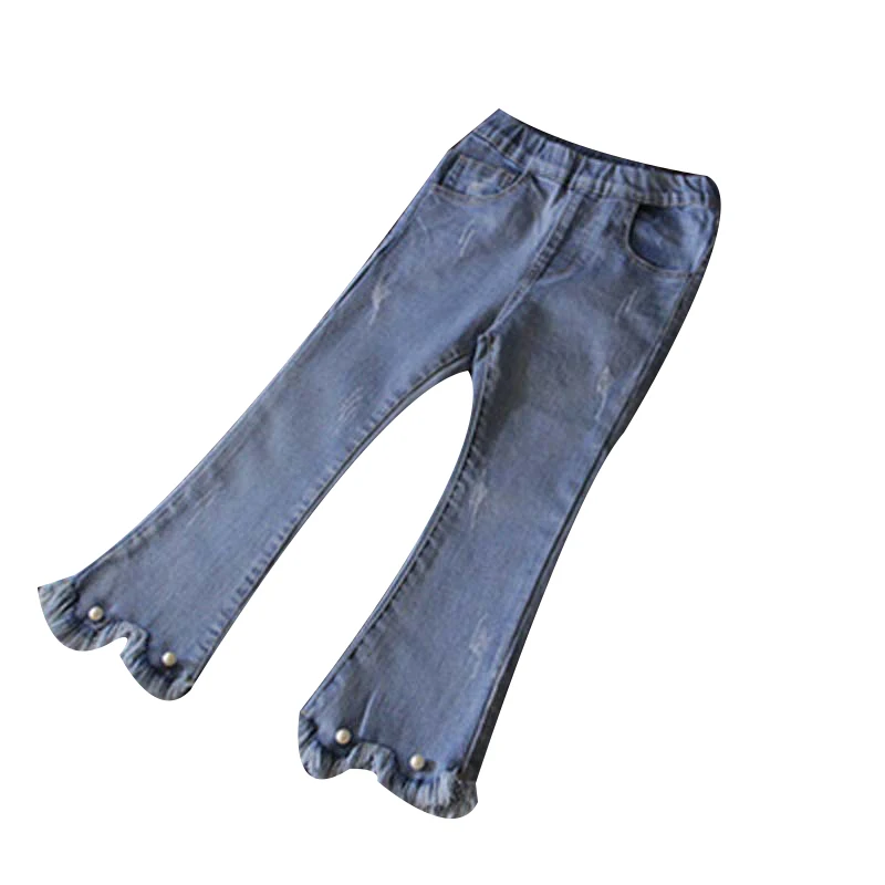 Джинсы для девочек среднего и маленького возраста летние однотонные