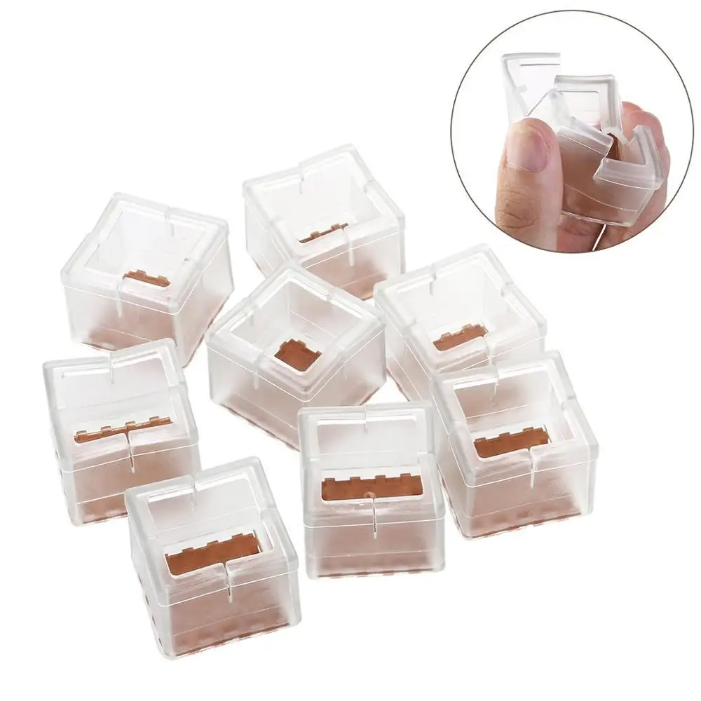 Chair Leg Floor Protectors 8pcs Transparent Clear Silicone Table Furniture Feet Tips Covers Caps Felt Pads | Электроника