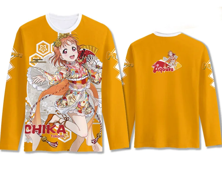 1 Футболка с принтом Love Live Sunshine Aqours Yukata Awaken, костюм для косплея, футболка с длинными рукавами Kurosawa Ruby Tsushima Yoshiko - Цвет: 1